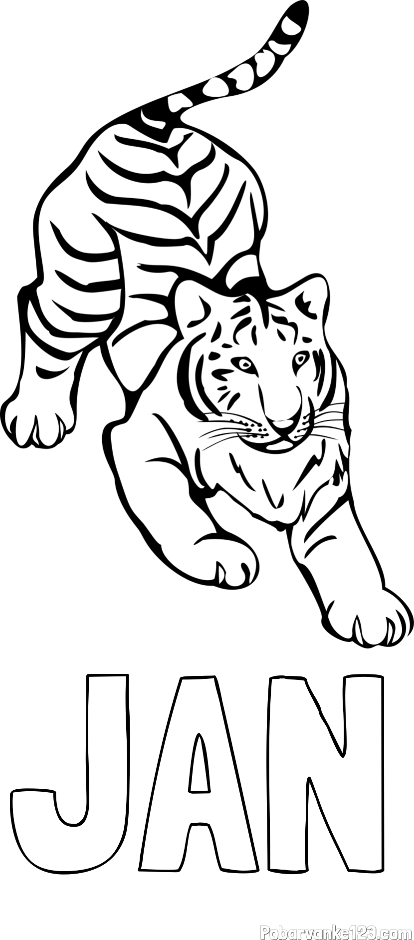 Pobarvanka imena JAN in pobarvanka velikega tigra