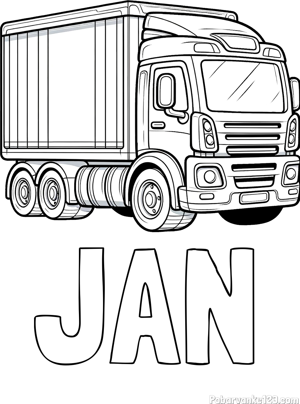 Pobarvanka imena JAN in pobarvanka velikega tovornjaka