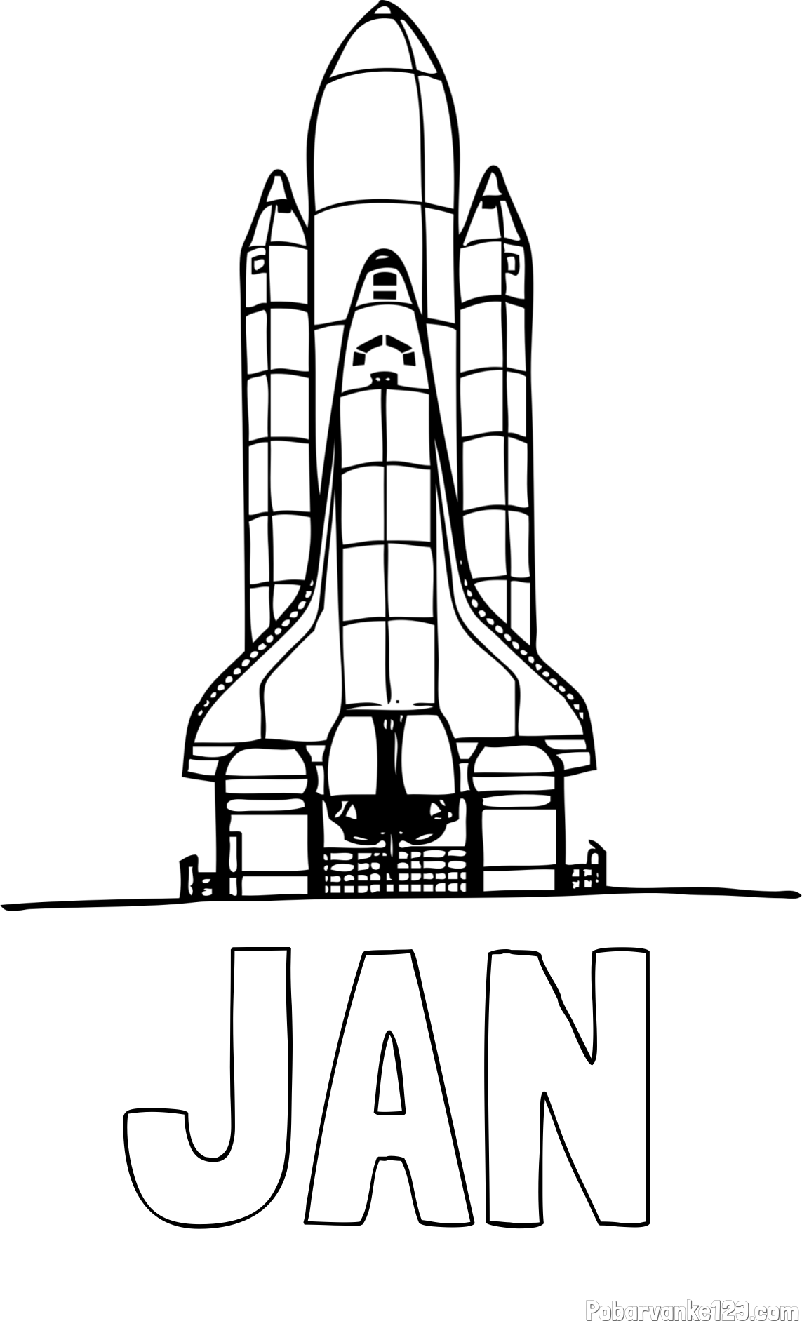 Pobarvanka imena JAN in pobarvanka vesoljskega plovila Space Shuttle