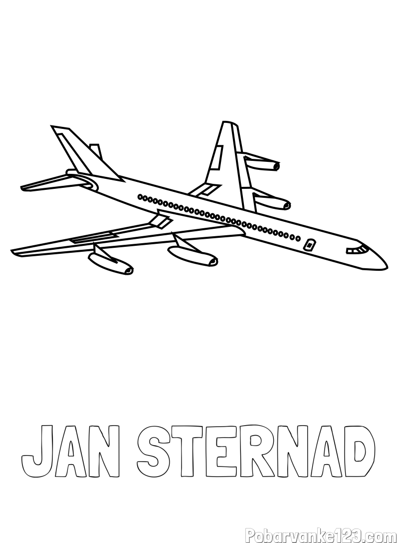 Pobarvanka imena JAN STERNAD in potniško letalo