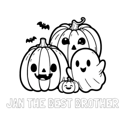 Online izdelana pobarvanka - Pobarvanka imena JAN THE BEST BROTHER in pobarvanka duhca in buč za noč čarovnic