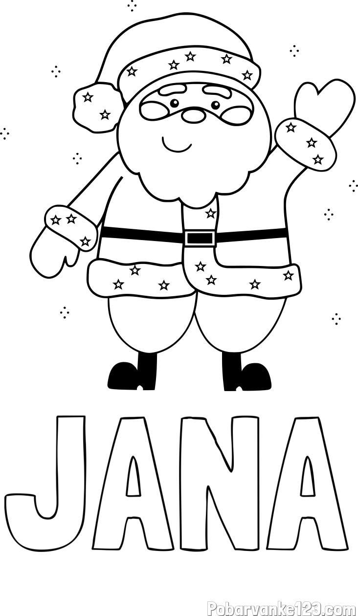 Pobarvanka imena JANA in pobarvanka božička