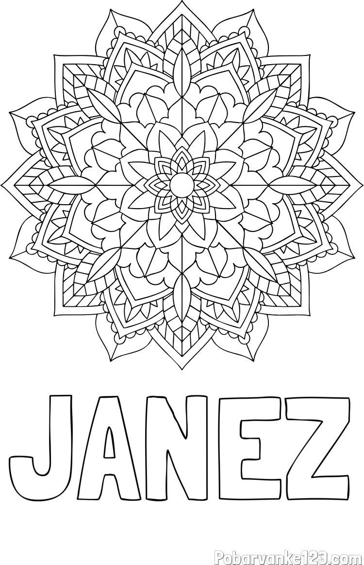 Pobarvanka imena JANEZ in Čudovita pobarvanka mendale