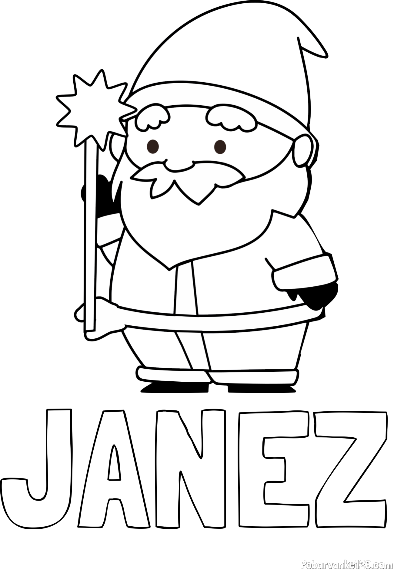 Pobarvanka imena JANEZ in dedek Mraz