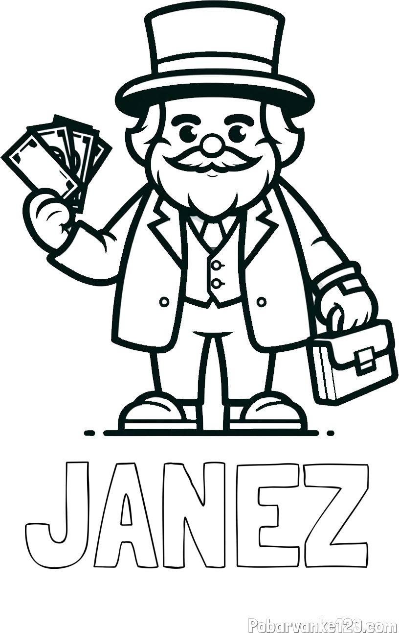 Pobarvanka imena JANEZ in pobarvanka požrešnega bankirja