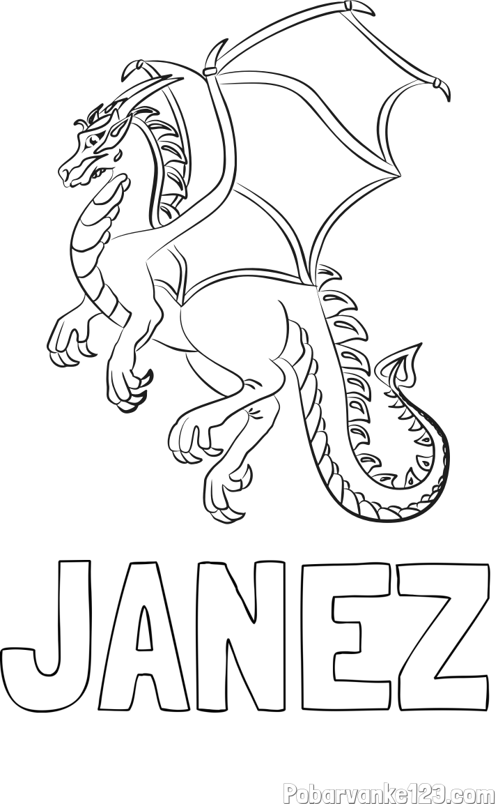 Pobarvanka imena JANEZ in pobarvanka strašnega zmaja