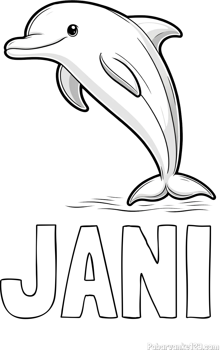 Pobarvanka imena JANI in pobarvanka delfina