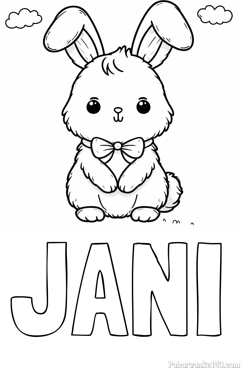 Pobarvanka imena JANI in pobarvanka prikupnega zajčka