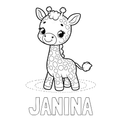 Online izdelana pobarvanka - Pobarvanka imena JANINA in pobarvanka žirafe