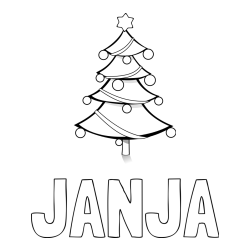Pobarvanka imena JANJA in božična smreka