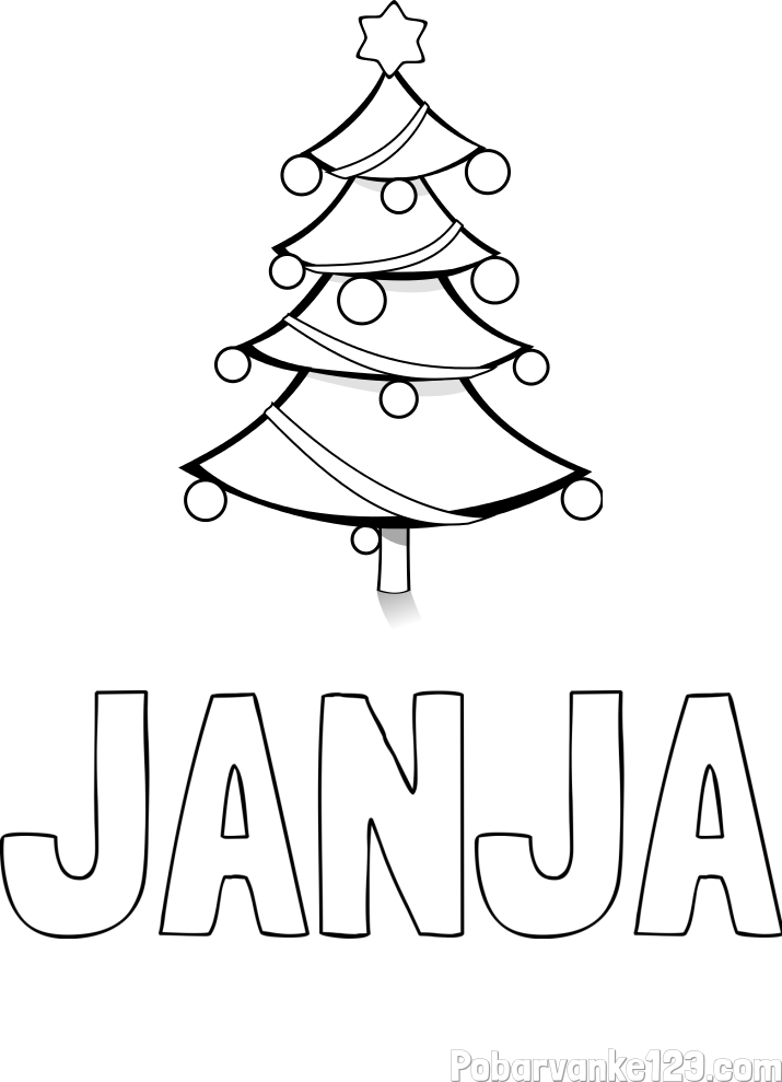Pobarvanka imena JANJA in božična smreka