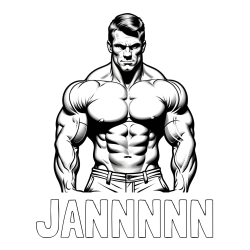 Online izdelana pobarvanka - Pobarvanka imena JANNNNN in pobarvanka bodybuilder-ja