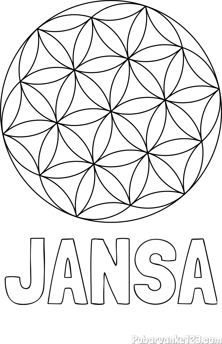 Pobarvanka imena JANŠA in mandale 2