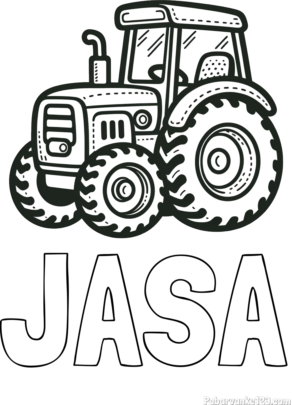 Pobarvanka imena JAŠA in pobarvanka čudovitega traktorja