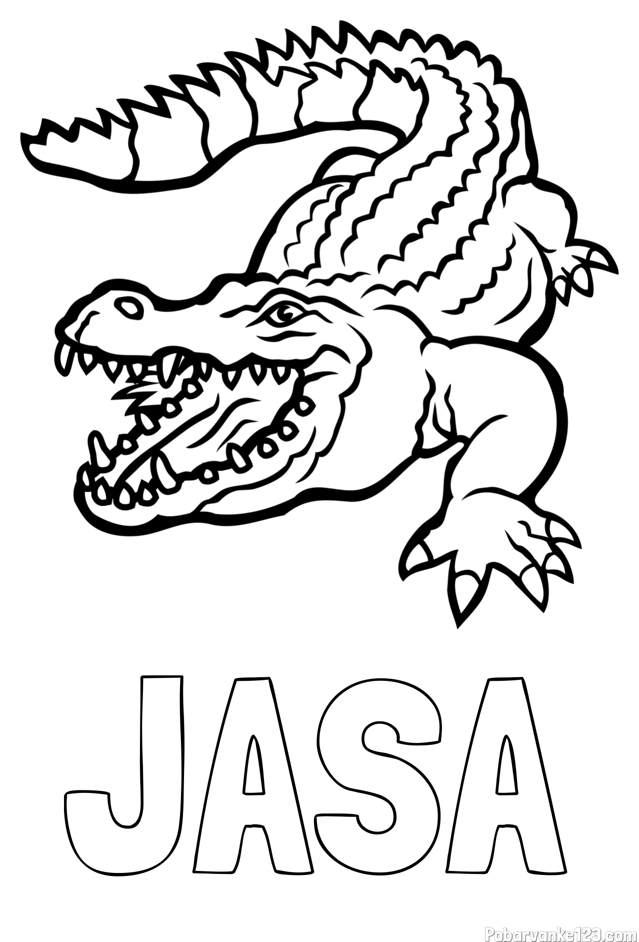 Pobarvanka imena JAŠA in pobarvanka krokodila