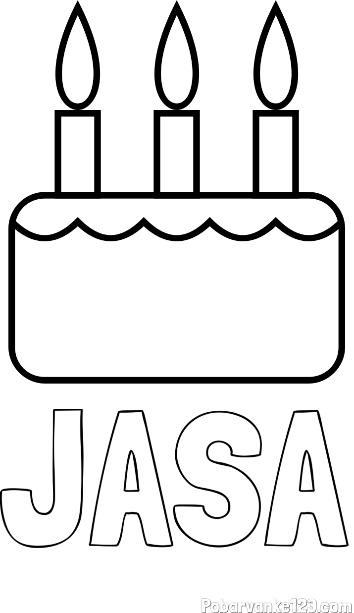 Pobarvanka imena JAŠA in pobarvanka rojstnodnevne torte za 3. rojstni dan