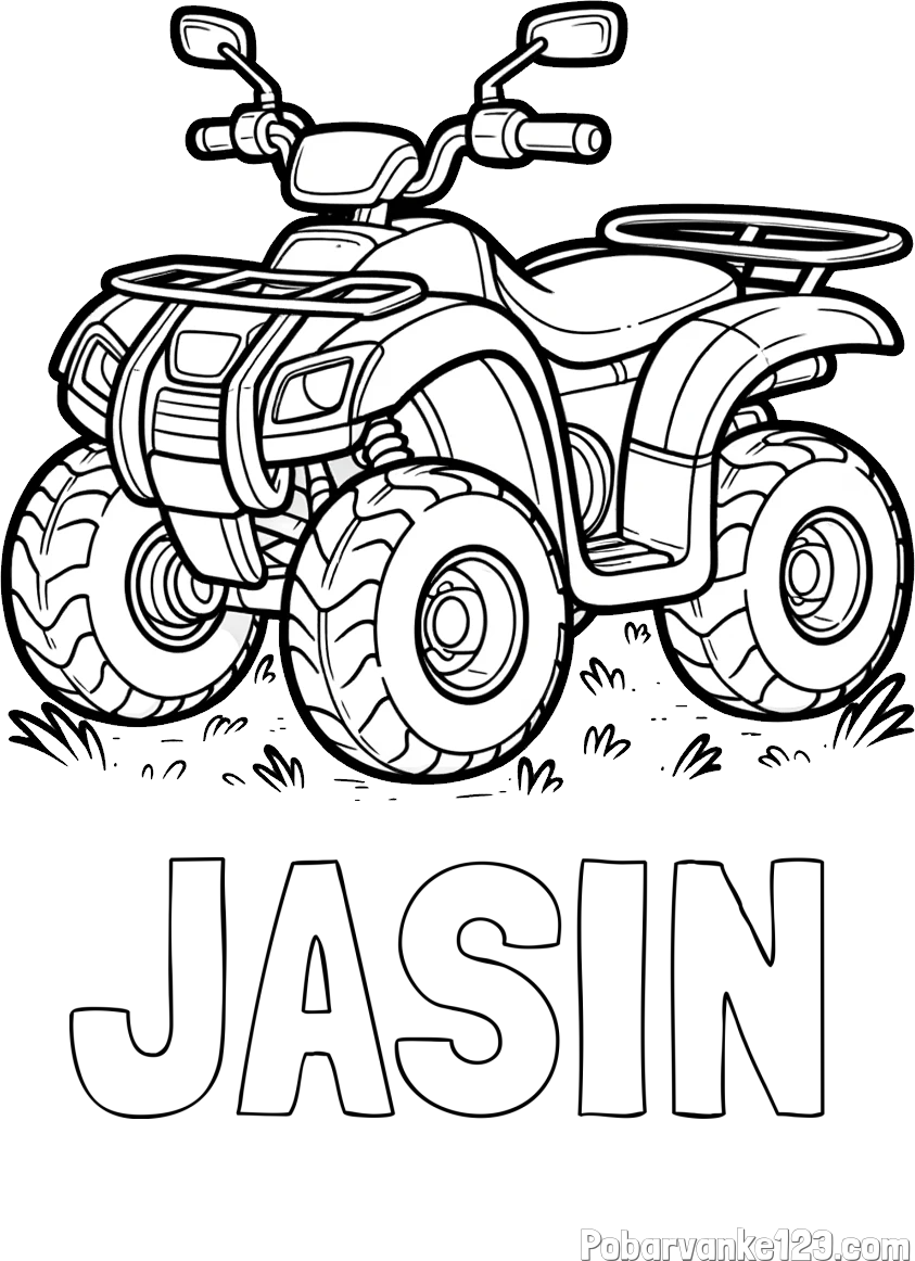Pobarvanka imena JASIN in pobarvanka velikega štirikolesnika