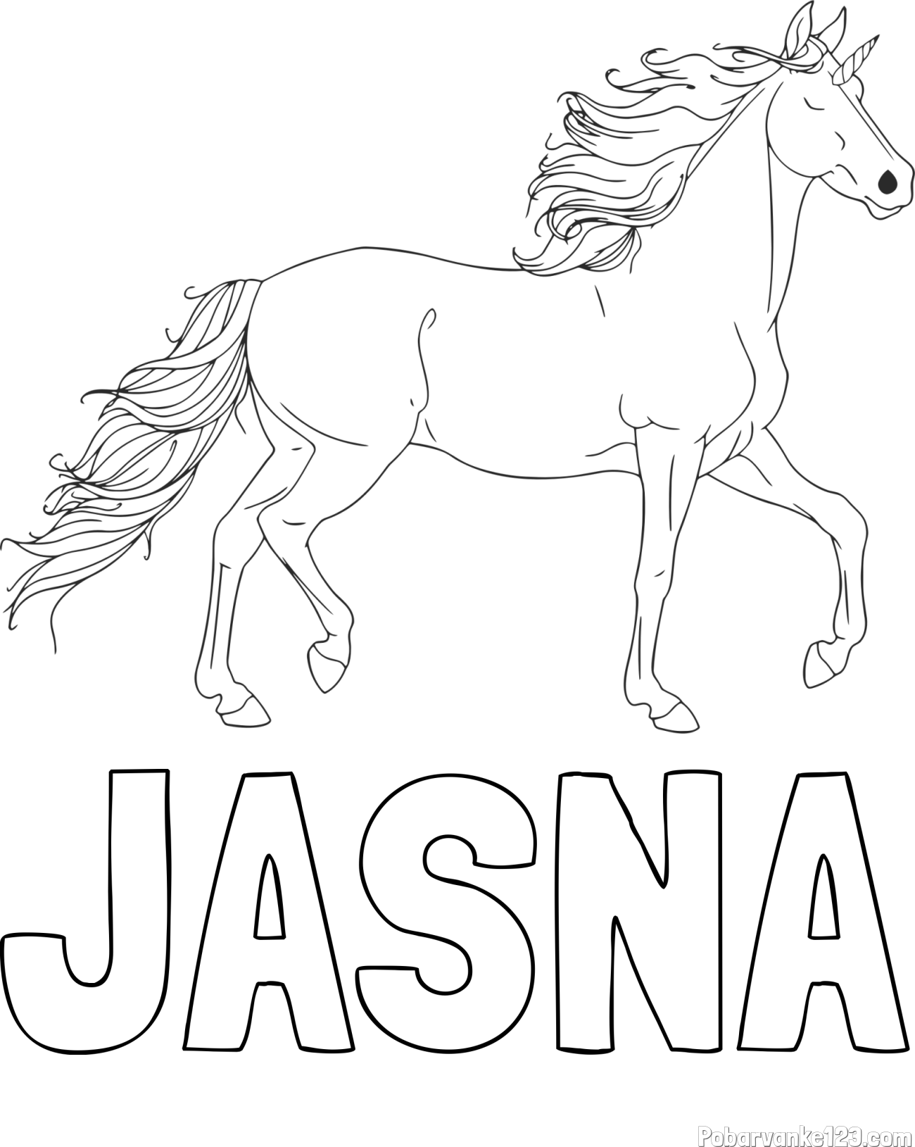 Pobarvanka imena JASNA in samorog