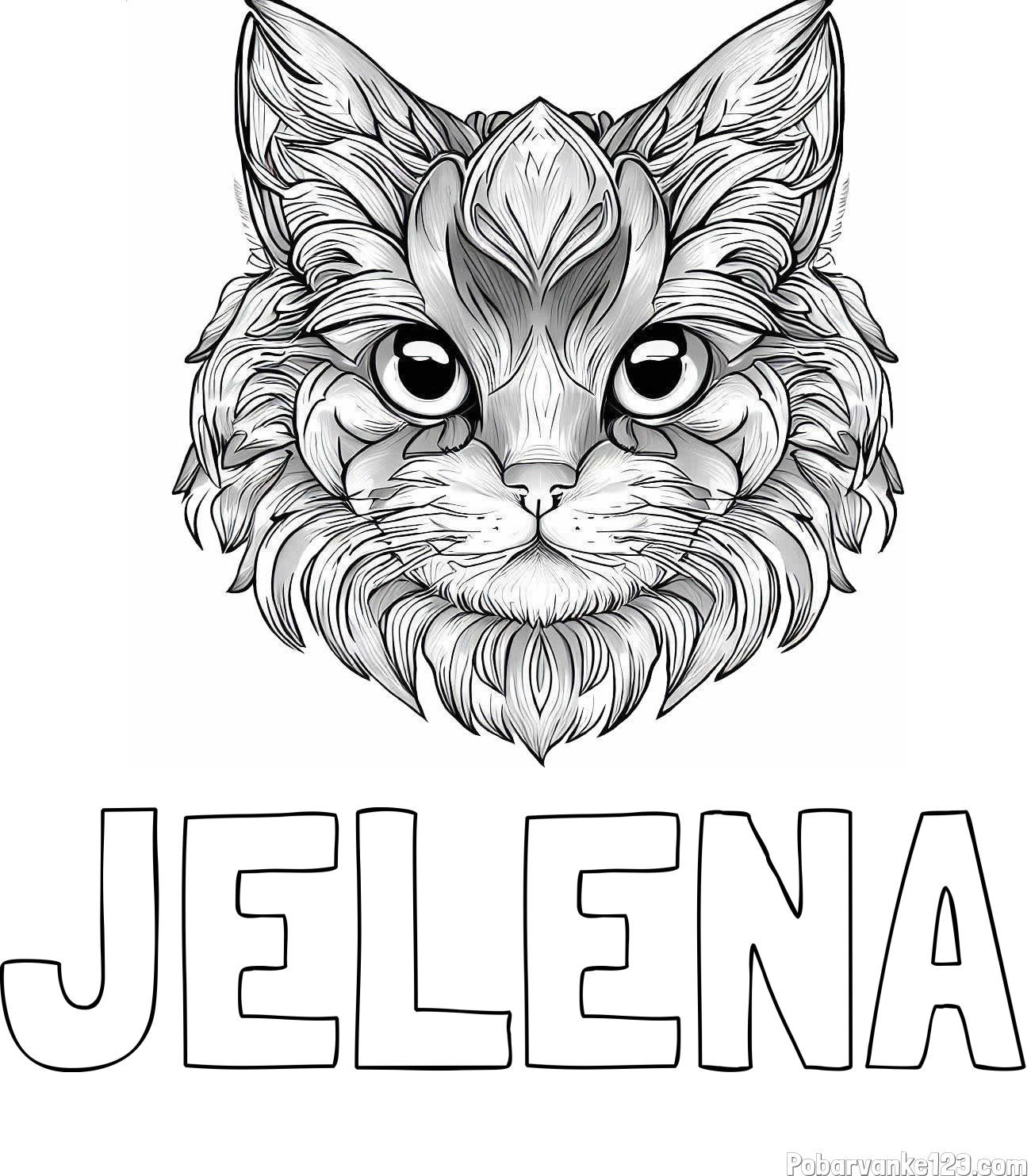 Pobarvanka imena JELENA in pobarvanka mačke