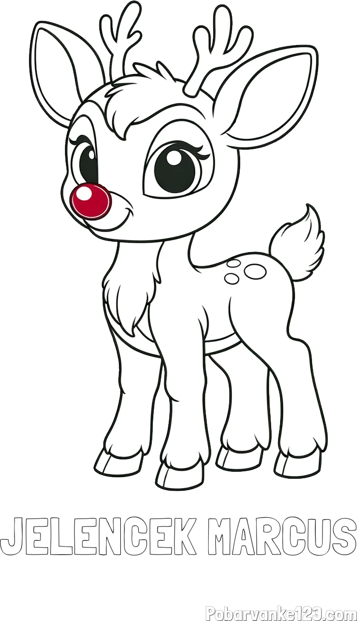 Pobarvanka imena JELENČEK MARCUS in pobarvanka nasmejanega jelenčka Rudolfa