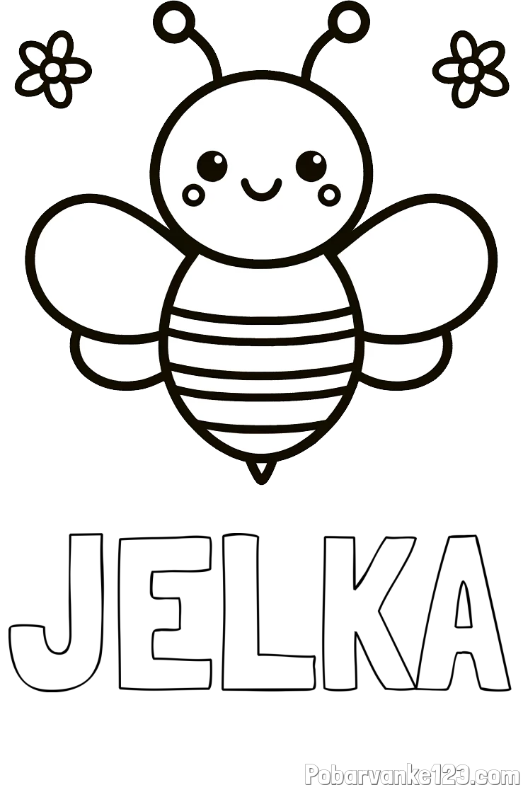 Pobarvanka imena JELKA in otroška pobarvanka čebele