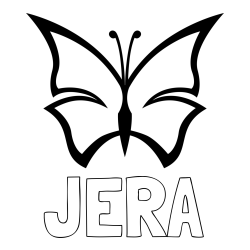 Online izdelana pobarvanka - Pobarvanka imena JERA in otroška pobarvanka metulja