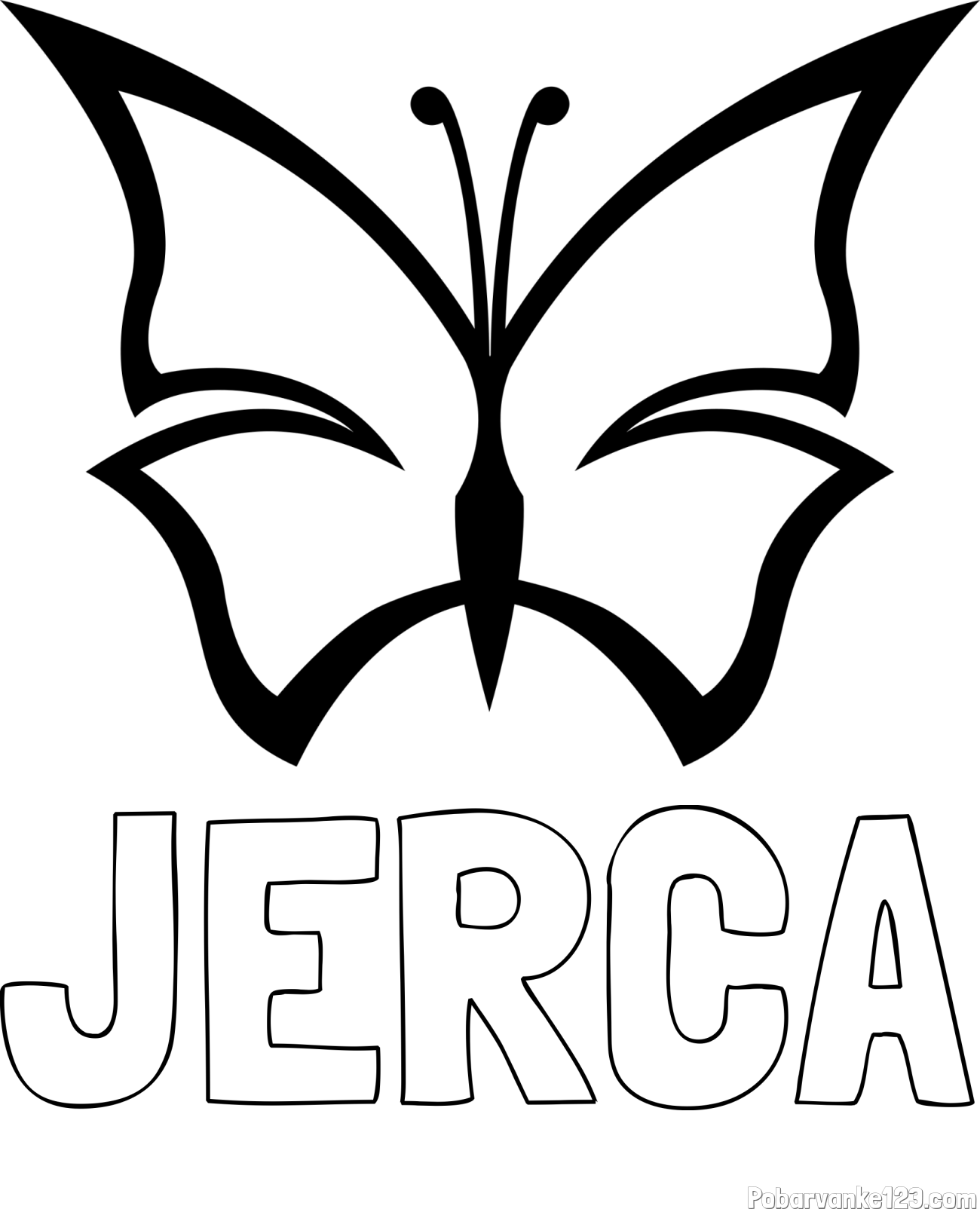 Pobarvanka imena JERCA in otroška pobarvanka metulja