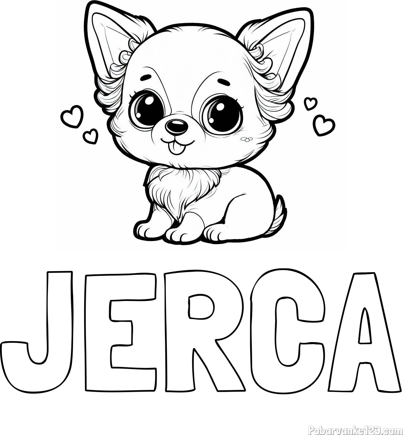 Pobarvanka imena JERCA in pobarvanka čivave