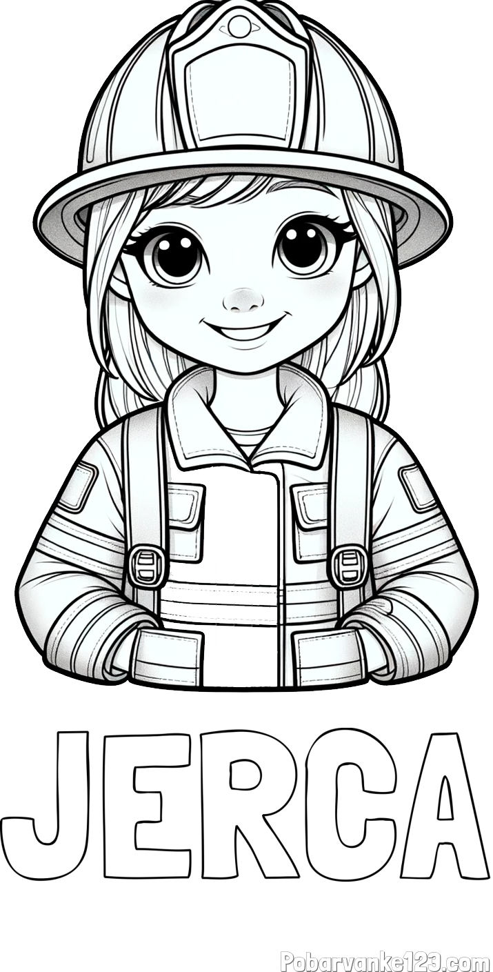 Pobarvanka imena JERCA in pobarvanka ljubke gasilke