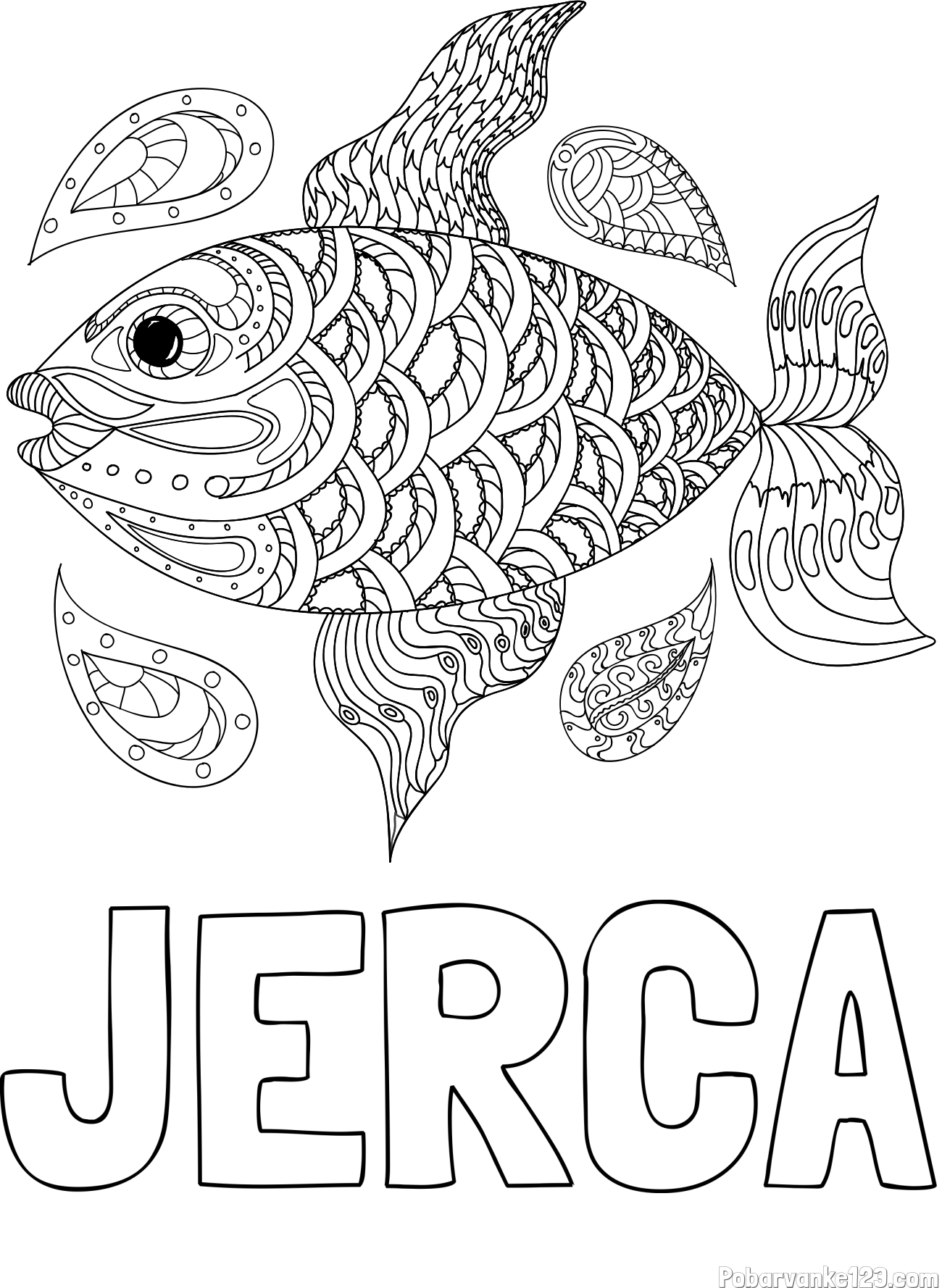 Pobarvanka imena JERCA in pobarvanka pisane ribe