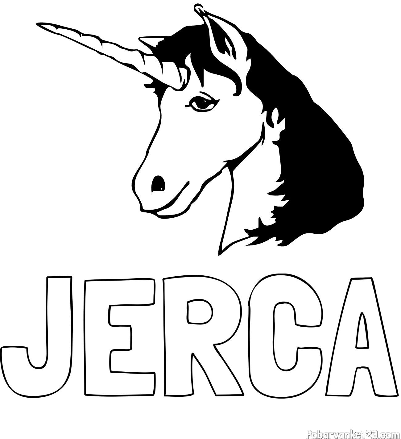 Pobarvanka imena JERCA in pobarvanka samorog