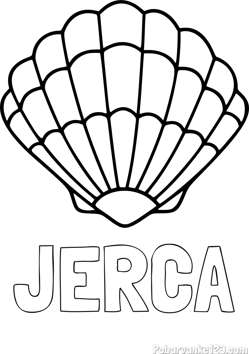 Pobarvanka imena JERCA in pobarvanka školjke
