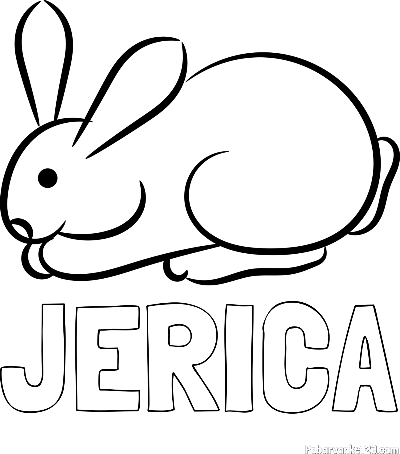 Pobarvanka imena JERICA in pobarvanka majhnega zajčka