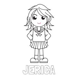 Online izdelana pobarvanka - Pobarvanka imena JERICA in pobarvanka šolarke
