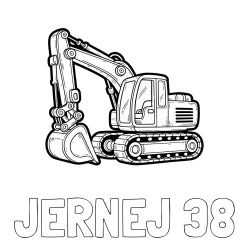 Online izdelana pobarvanka - Pobarvanka imena JERNEJ 38 in pobarvanka velikega delovnega stroja - bagra