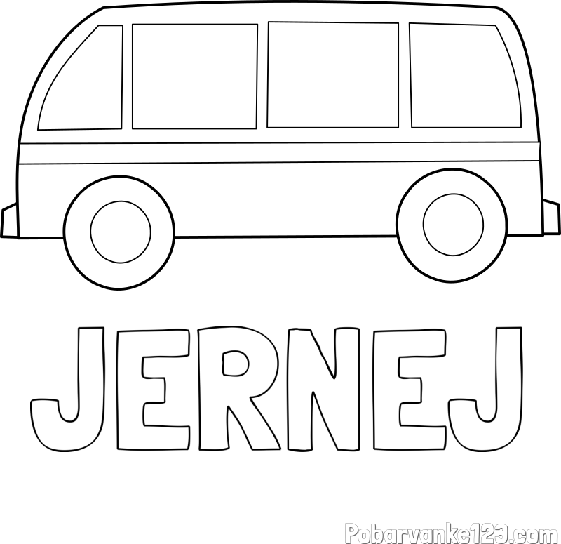 Pobarvanka imena JERNEJ in avtobus
