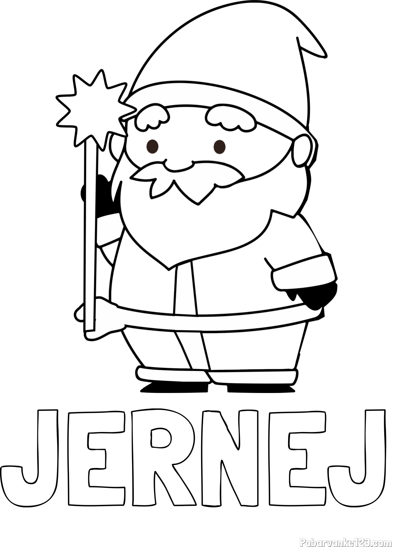 Pobarvanka imena JERNEJ in dedek Mraz