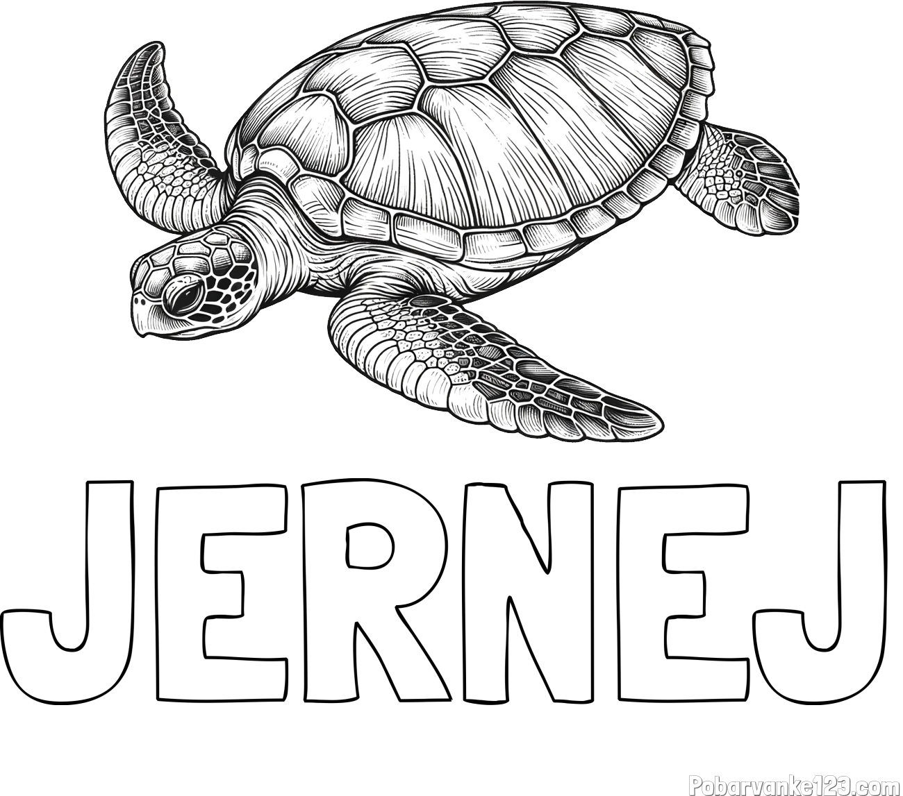 Pobarvanka imena JERNEJ in pobarvanka čudovite želve