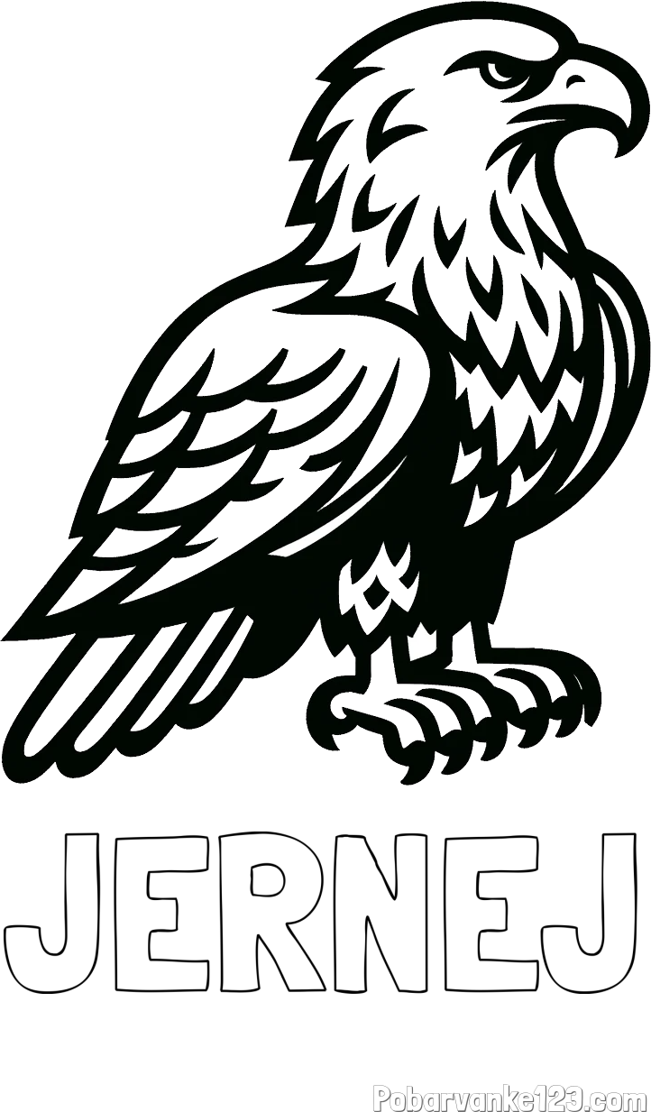 Pobarvanka imena JERNEJ in pobarvanka  majhnega orla