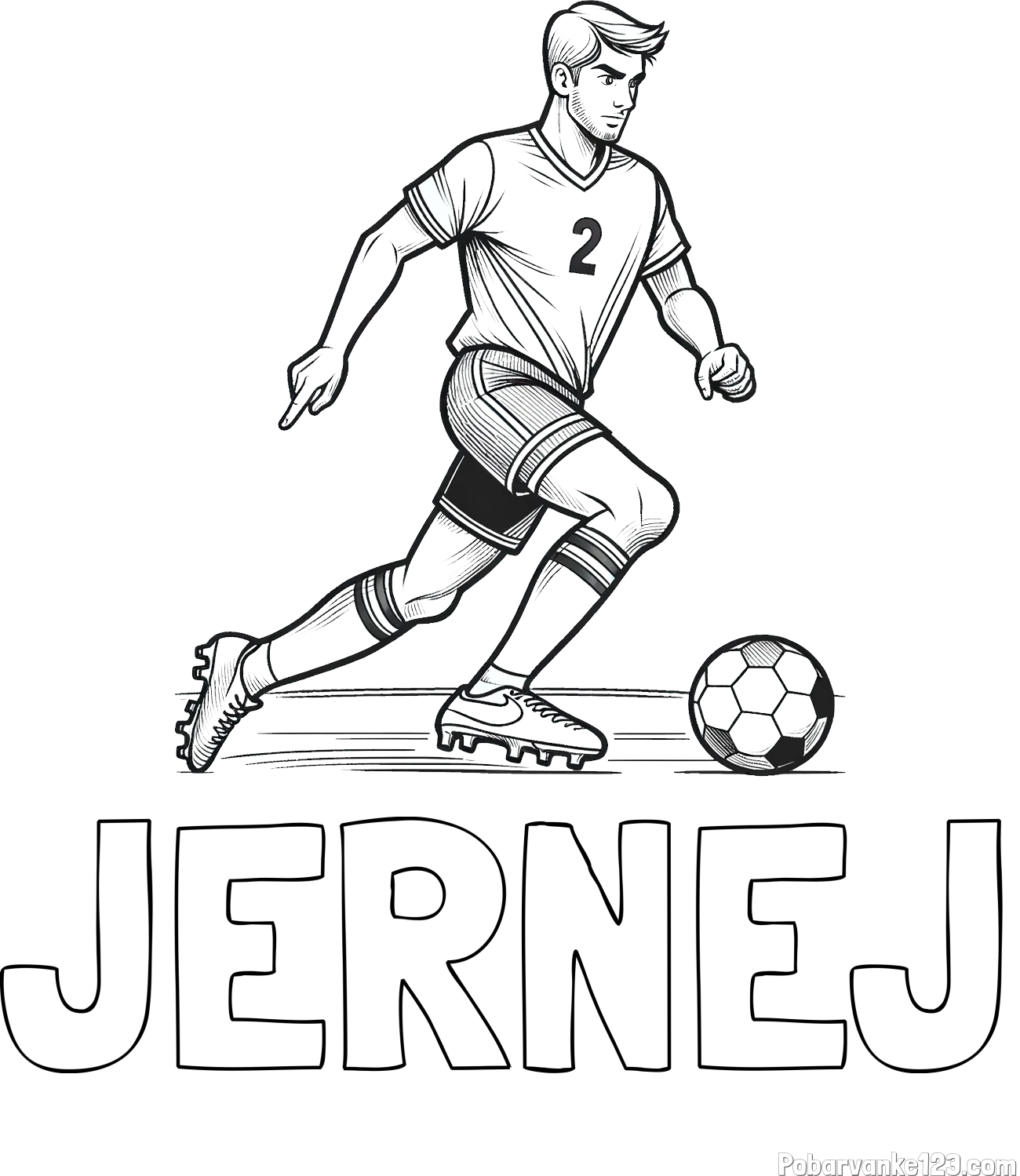 Pobarvanka imena JERNEJ in pobarvanka nogometaša