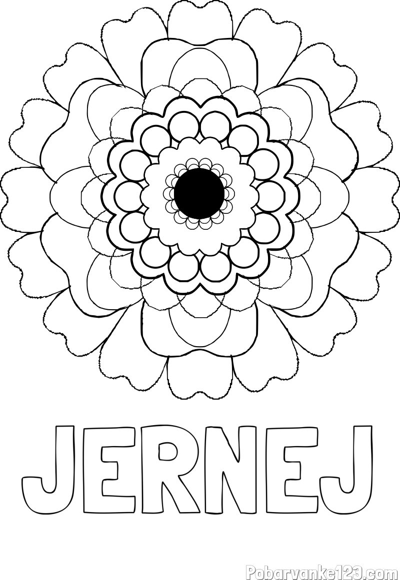 Pobarvanka imena JERNEJ in pobarvanka rože