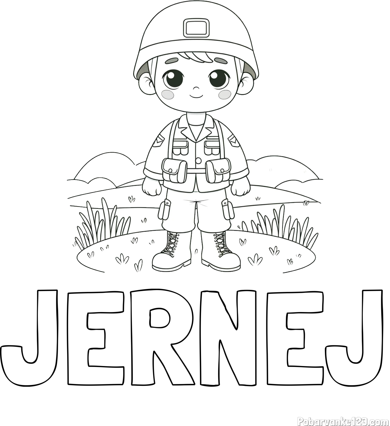 Pobarvanka imena JERNEJ in pobarvanka vojaka