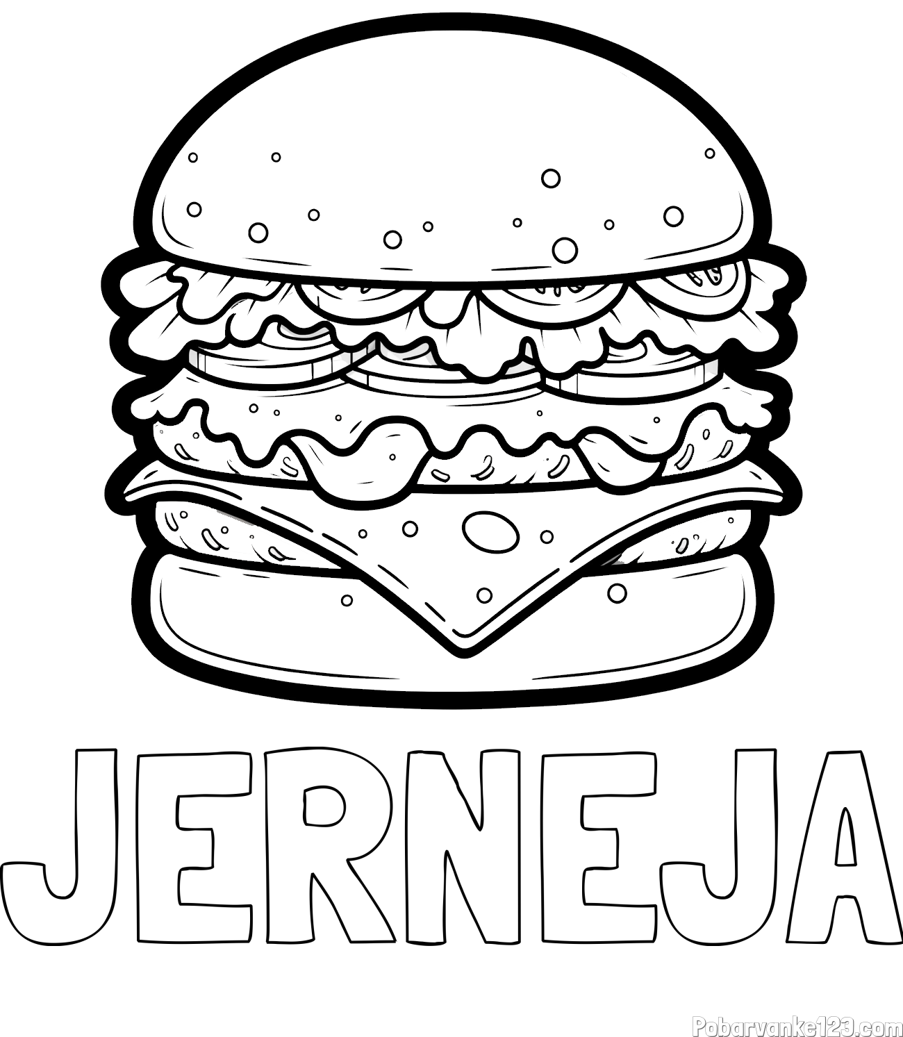 Pobarvanka imena JERNEJA in pobarvanka hamburger