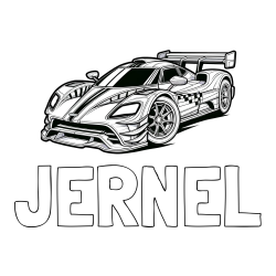 Online izdelana pobarvanka - Pobarvanka imena JERNEL in pobarvanka modernega športnega avtomobila