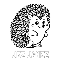 Online izdelana pobarvanka - Pobarvanka imena JEŽ JANEZ in pobarvanka prisrčnega ježka