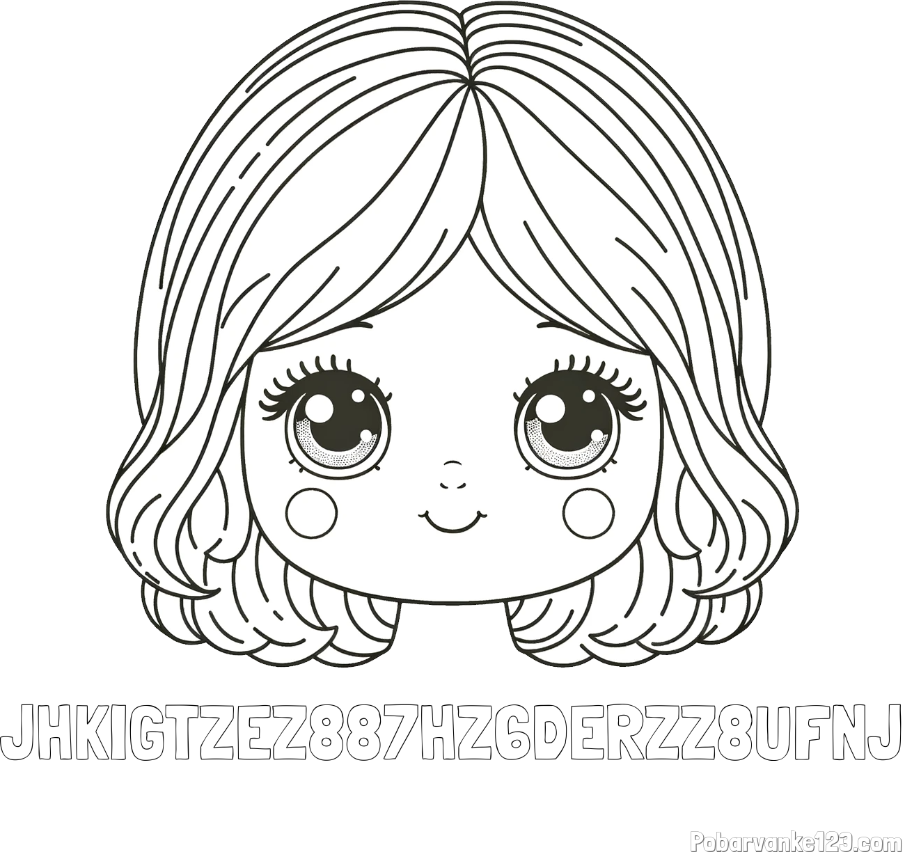 Pobarvanka imena JHKIGTZEZ887HZ6DERZZ8UFNJ in pobarvanka obraza prikupne punčke