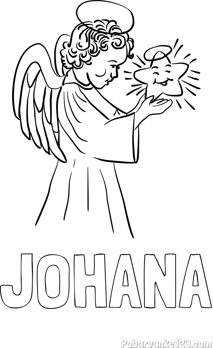 Pobarvanka imena JOHANA in pobarvanka angela z zvezdo