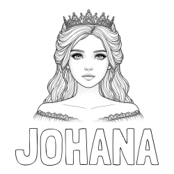 Online izdelana pobarvanka - Pobarvanka imena JOHANA in pobarvanka prikupne princeske s čudovitimi očmi