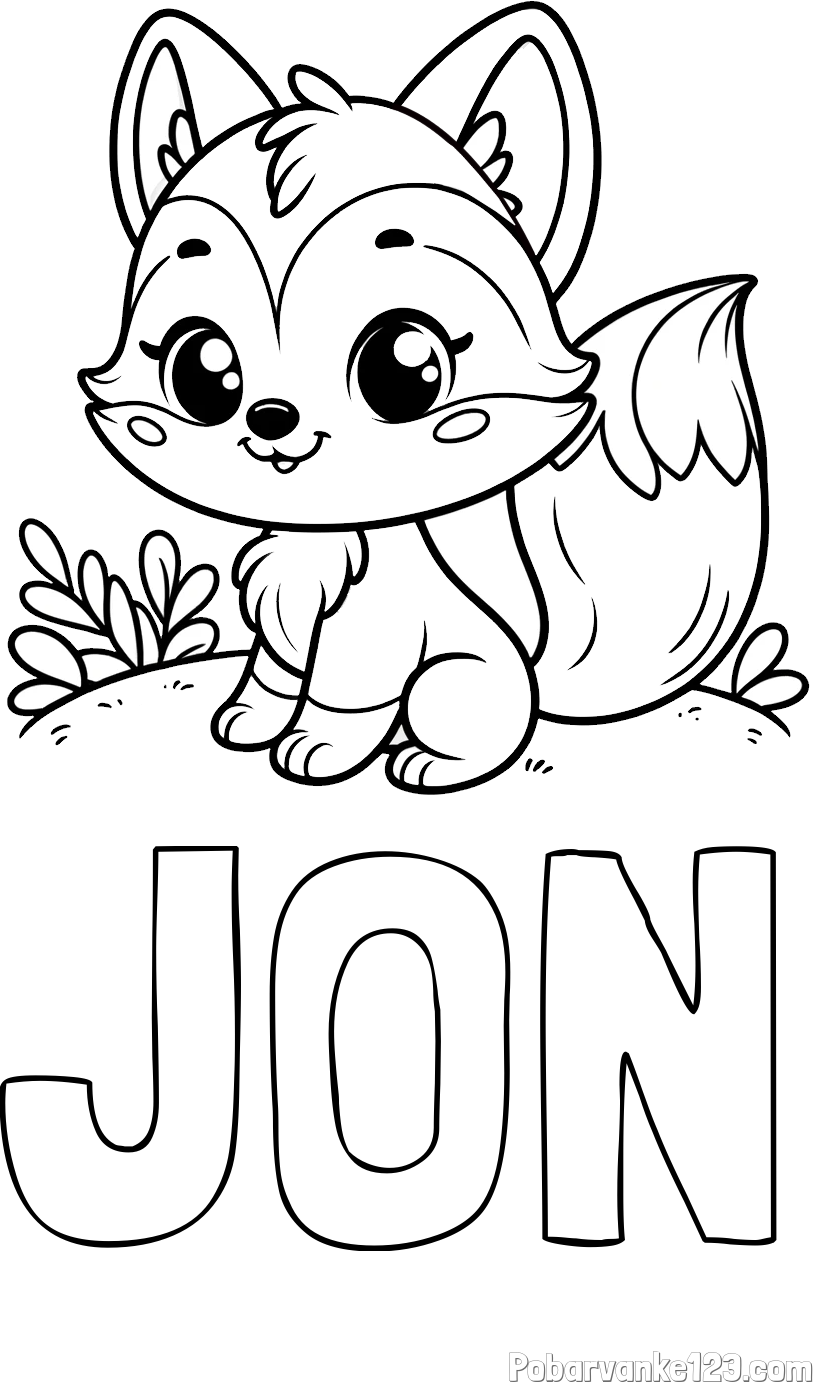 Pobarvanka imena JON in pobarvanka lisičke