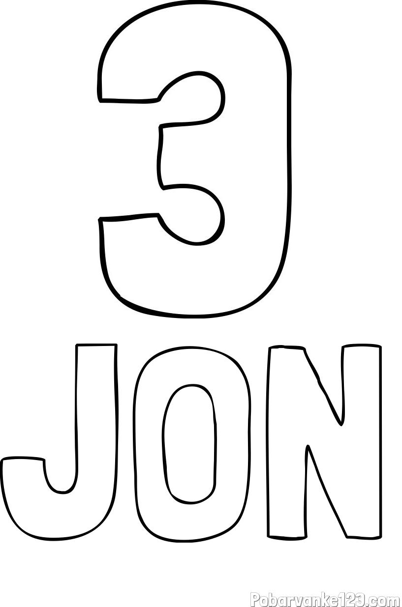 Pobarvanka imena JON in pobarvanka številke tri (3)